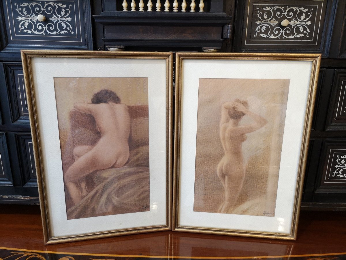 Paintings Representing "the Naked Study" By Luigi Biggi From 1951