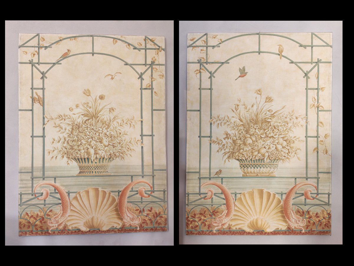 Pair Of Panels, Oil On Canvas, By Toscani