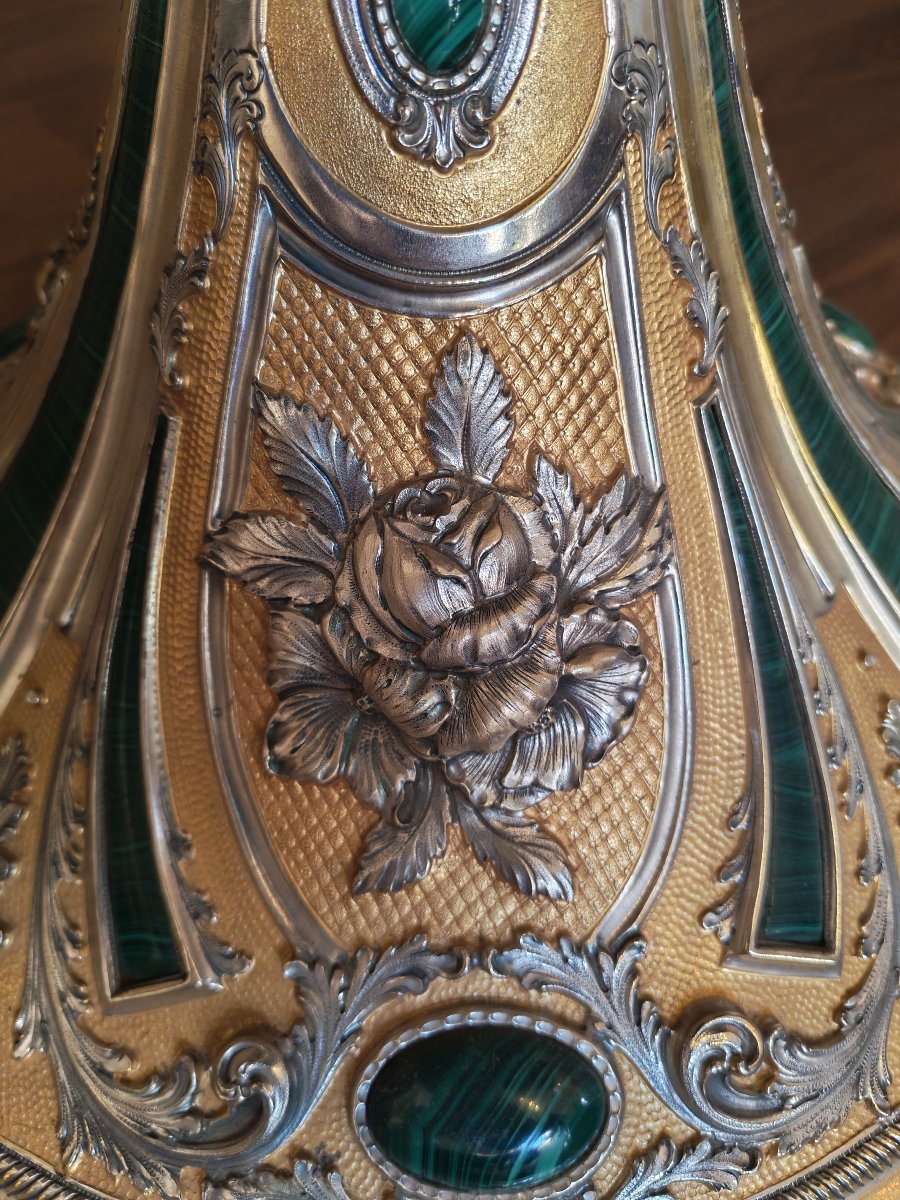 Important  Table en malachite, argent et vermeil-photo-6