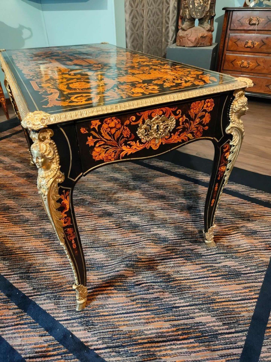 A Fine Rectangular Desk, Intricately Inlaid With Various Types Of Wood-photo-4
