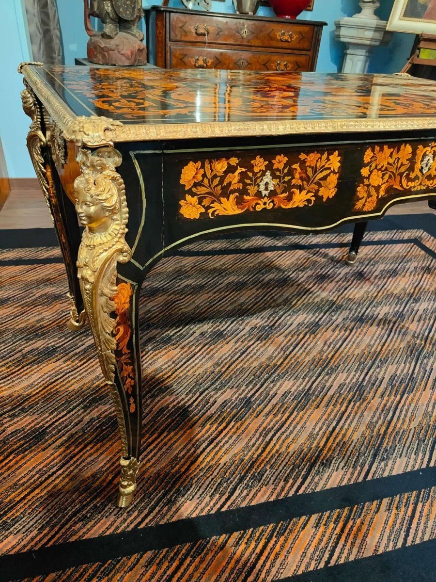 A Fine Rectangular Desk, Intricately Inlaid With Various Types Of Wood-photo-1