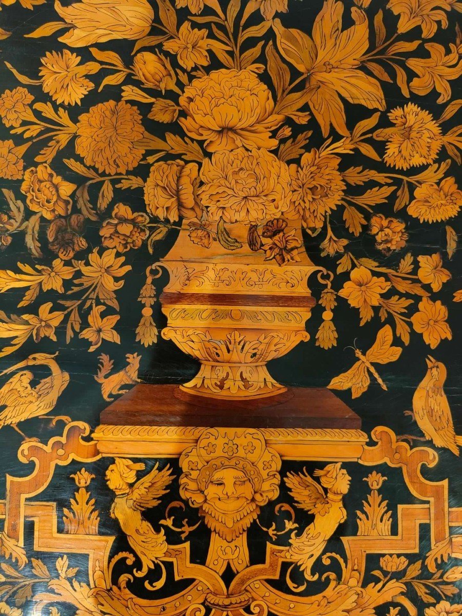 A Fine Rectangular Desk, Intricately Inlaid With Various Types Of Wood-photo-2