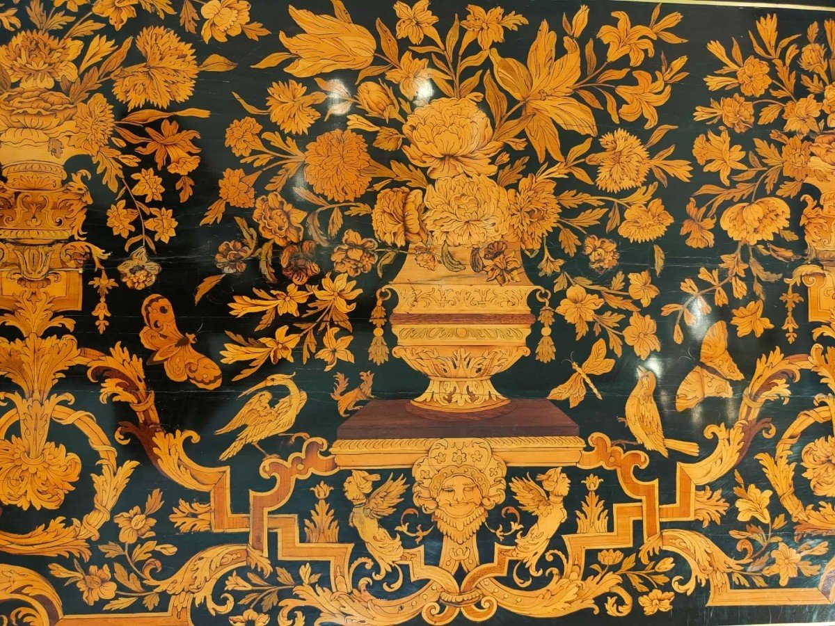 A Fine Rectangular Desk, Intricately Inlaid With Various Types Of Wood-photo-3