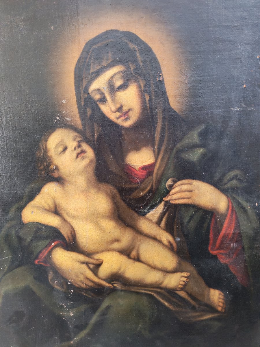 Grand tableau du XVIIe siècle, Vierge à l'Enfant-photo-2