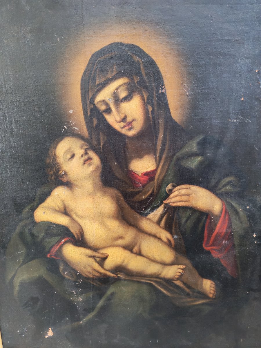Grand tableau du XVIIe siècle, Vierge à l'Enfant-photo-3