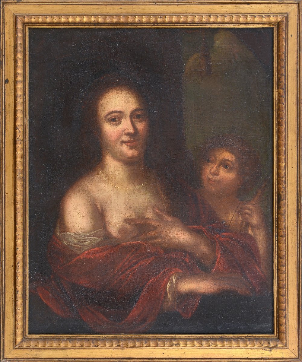 Tableau représentant une dame avec un enfant, XVIIe siècle