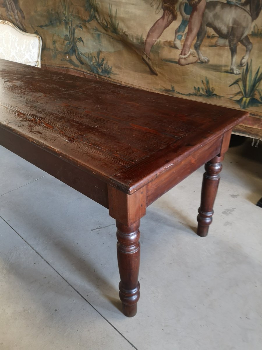 Large Table In Fir Wood, Period: 19th Century-photo-2