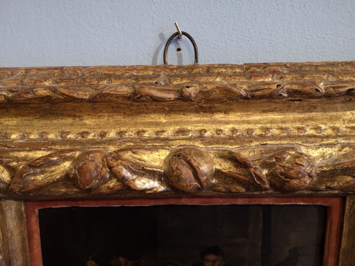 Oil Painting On Copper With Beautiful 17th Century Frame-photo-4