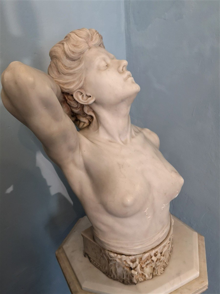 Important Carrara White Marble Bust By Carlo Made-photo-2