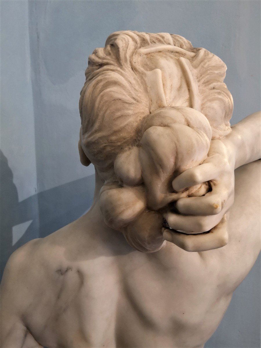 Important Carrara White Marble Bust By Carlo Made-photo-5