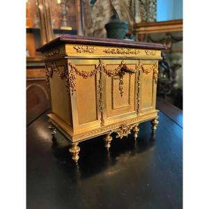 Beautiful Gilded Bronze And Marble Jewellery Box