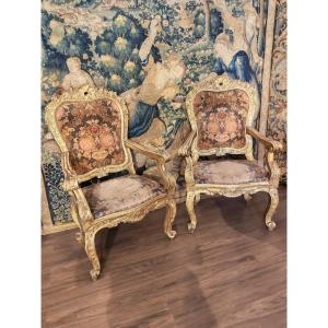 Pair Of Armchairs, Rome, 17th Century