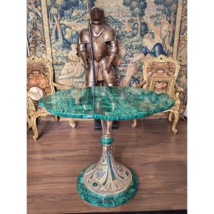 Featured Silver And Silver Vermeil Malachite Table