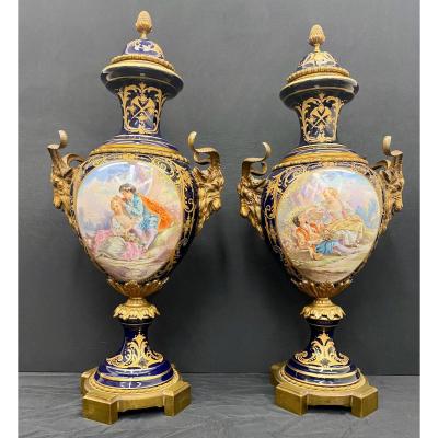 Pair Of Sèvres Porcelain Vases, XIXth Century