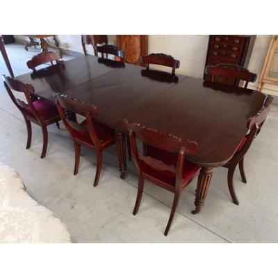 Victorian, English, Mahogany Table With 8 Chairs