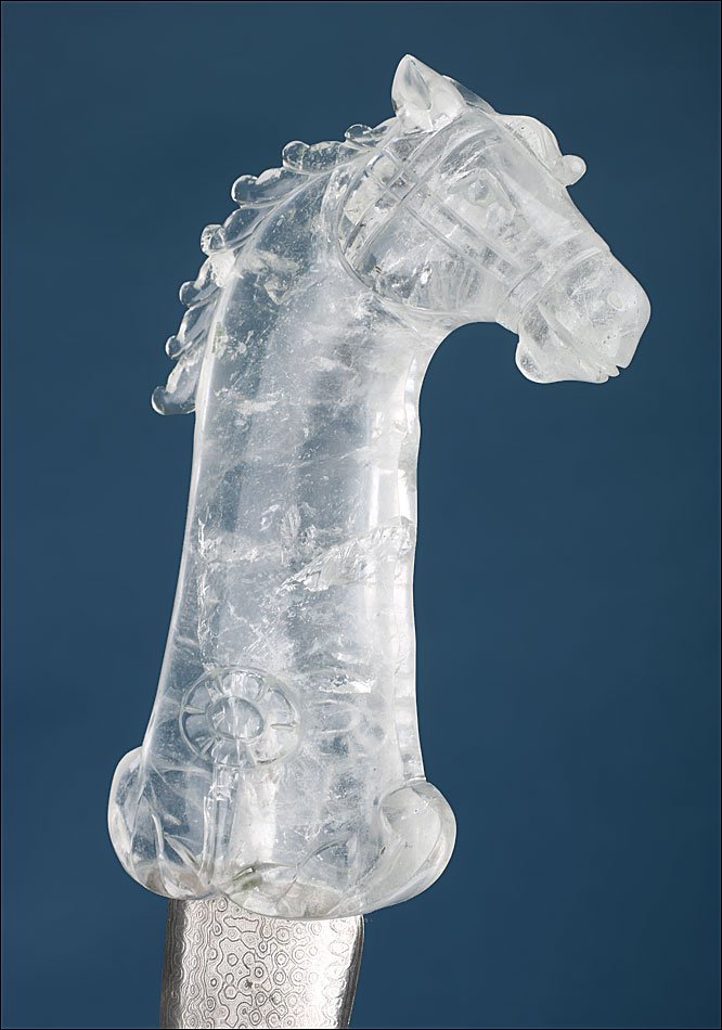 Antique Mughal Or Khanjar Dagger In Rock Crystal And Damascened Steel, Circa 1900-photo-4