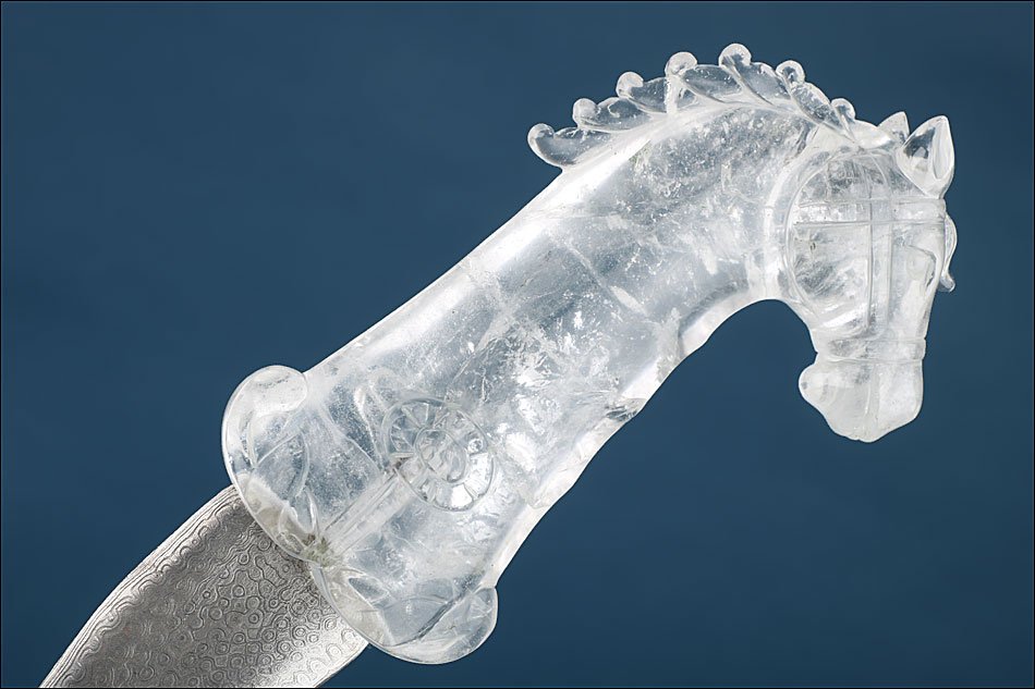 Antique Mughal Or Khanjar Dagger In Rock Crystal And Damascened Steel, Circa 1900-photo-5