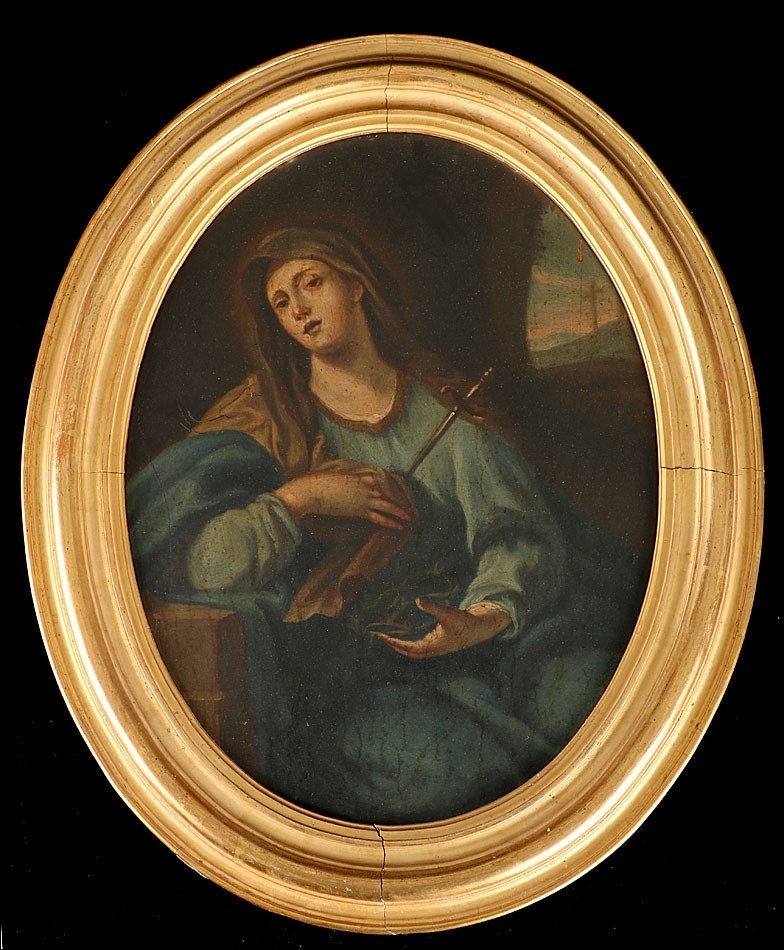 Vierge Des Douleurs, école Italienne Du Nord, Huile Sur Panneau, Circa 1680-1720