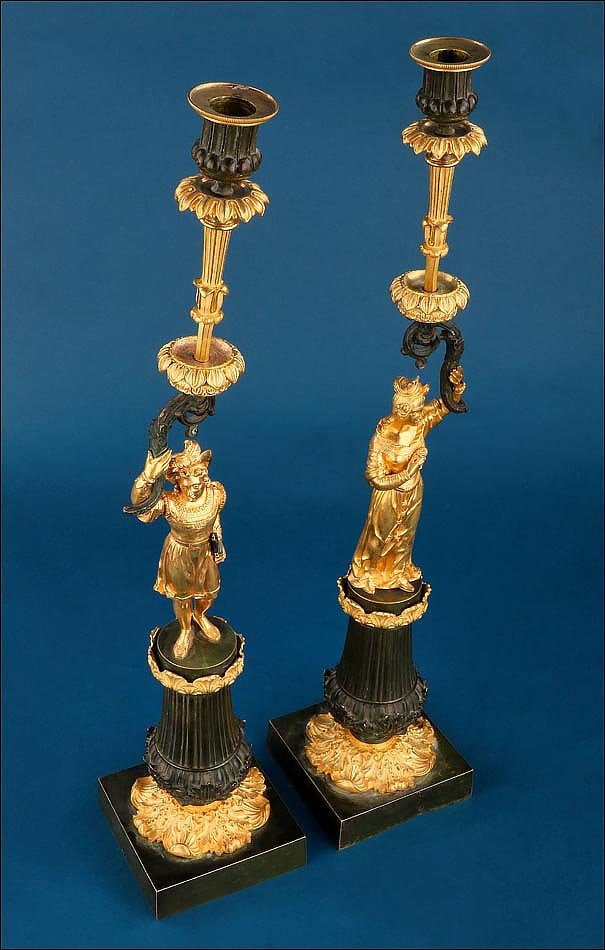 Ancienne Paire De Chandeliers Français En Bronze Doré Et Patiné, XIXe Siècle-photo-7