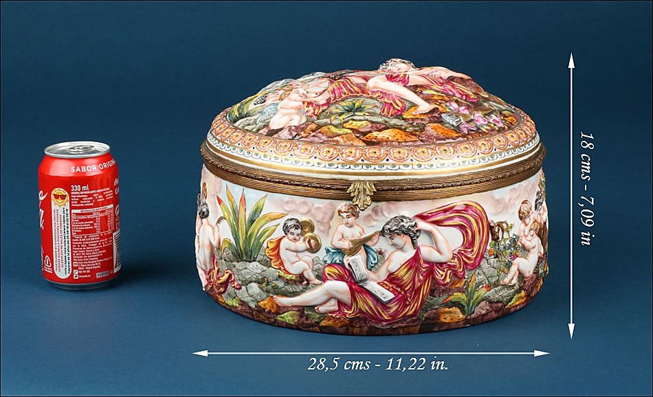 Antique Capodimonte Porcelain Casket “la Bacchante Endormie”, Italy C. 1800-photo-2