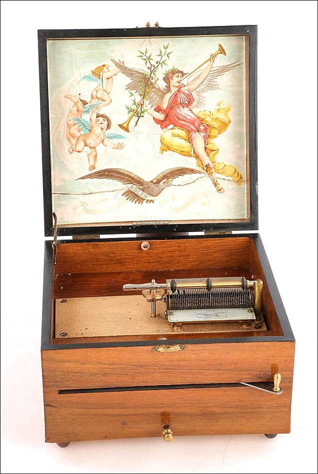 Antique Adler Mahogany Disc Music Box, Germany Ca. 1900-photo-3