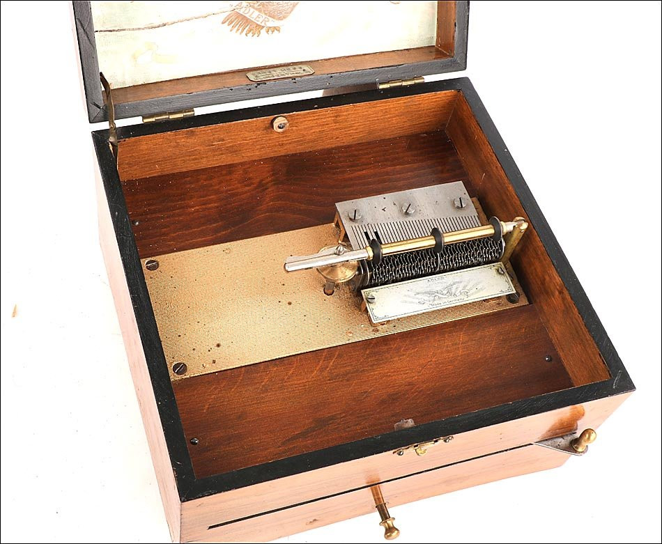 Antique Adler Mahogany Disc Music Box, Germany Ca. 1900-photo-5