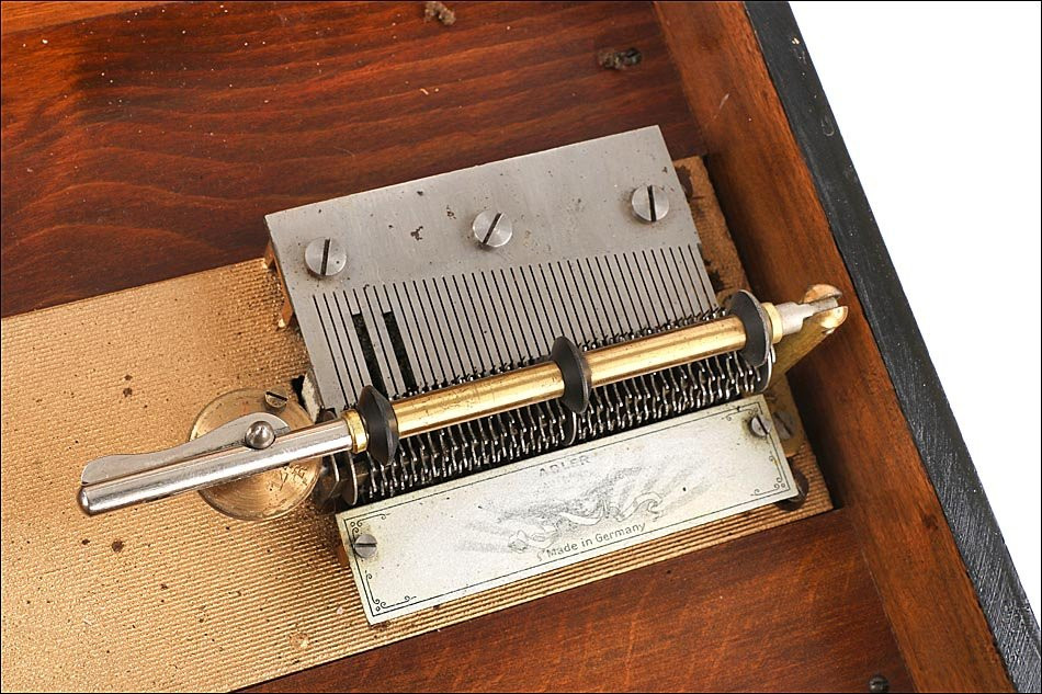 Antique Adler Mahogany Disc Music Box, Germany Ca. 1900-photo-6