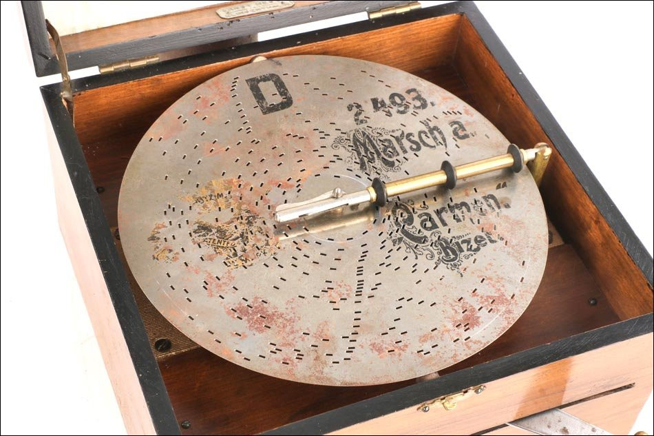 Antique Adler Mahogany Disc Music Box, Germany Ca. 1900-photo-8