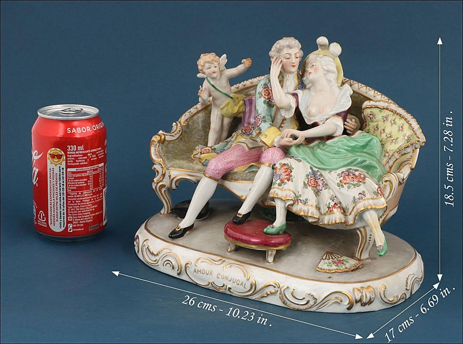 Figure Ancienne En Porcelaine Française Du XIXe Siècle : 'amour Conjugal'-photo-2