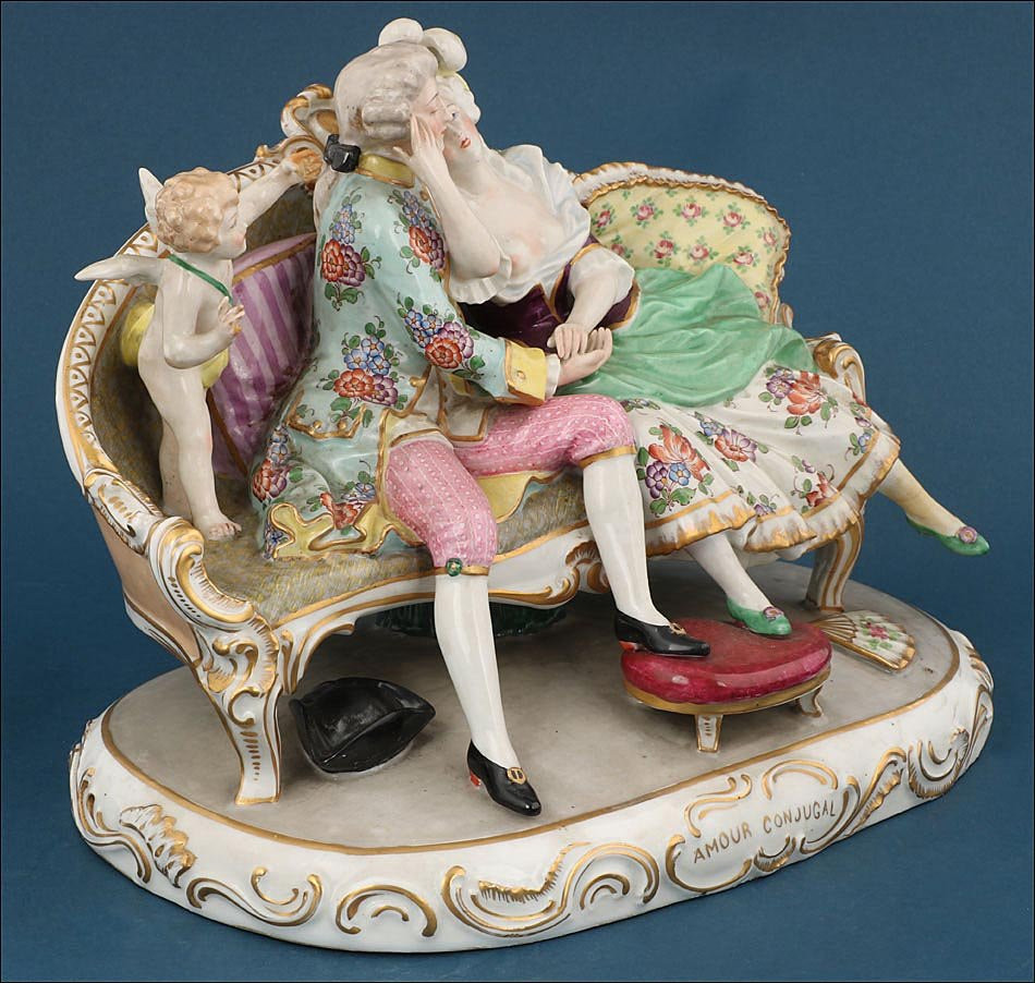 Figure Ancienne En Porcelaine Française Du XIXe Siècle : 'amour Conjugal'-photo-7