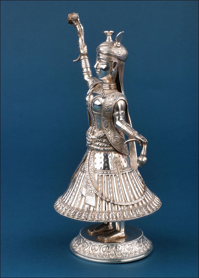 Figure Hindoue En Argent Massif, Divinité Ou Danseuse Rituelle, Inde Ou Népal, Années 60-photo-3