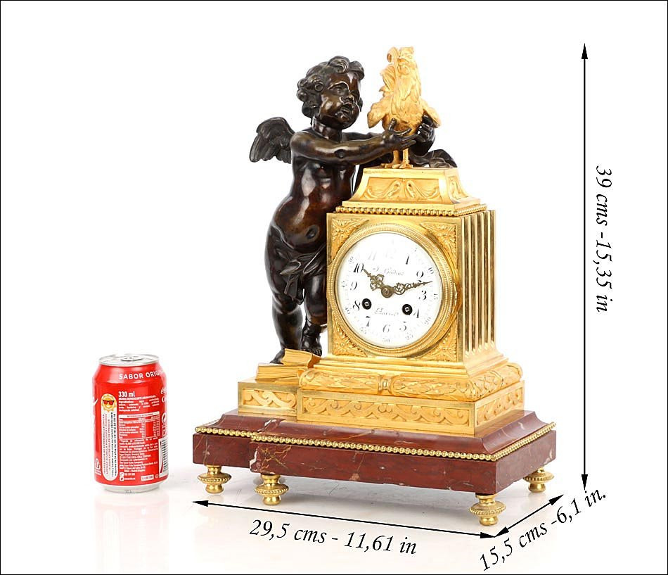 Antique Mantel Clock. Gilt And Patinated Bronze. France, 19th Century-photo-2