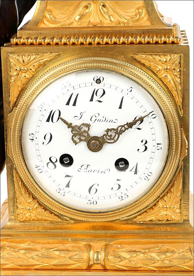 Antique Mantel Clock. Gilt And Patinated Bronze. France, 19th Century-photo-2