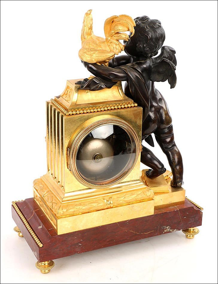 Antique Mantel Clock. Gilt And Patinated Bronze. France, 19th Century-photo-3