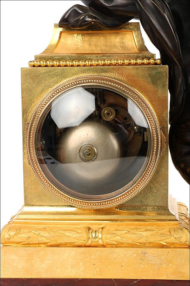 Antique Mantel Clock. Gilt And Patinated Bronze. France, 19th Century-photo-4
