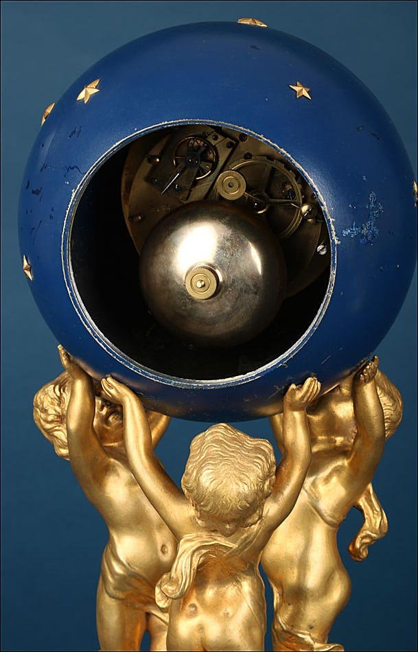 Ancienne Pendule De Cheminée  Charvet, Bronze Doré, France, Vers 1900-photo-1