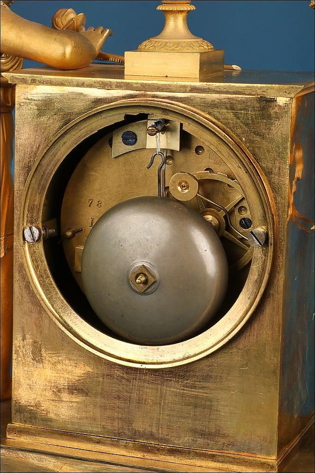 Ancienne Pendule De Cheminée En Bronze Doré. Allégorie Du Jardinage, France, Vers 1840-photo-7