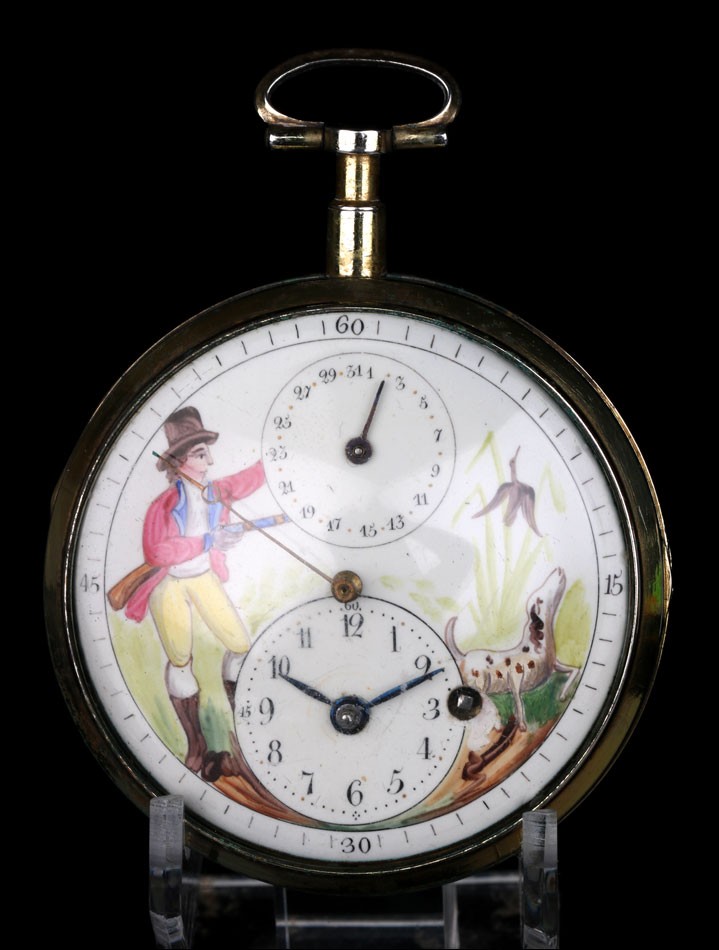 Antique Verge Fusee Pocket Watch. Calendar And Central Seconds Hand. France, 1820