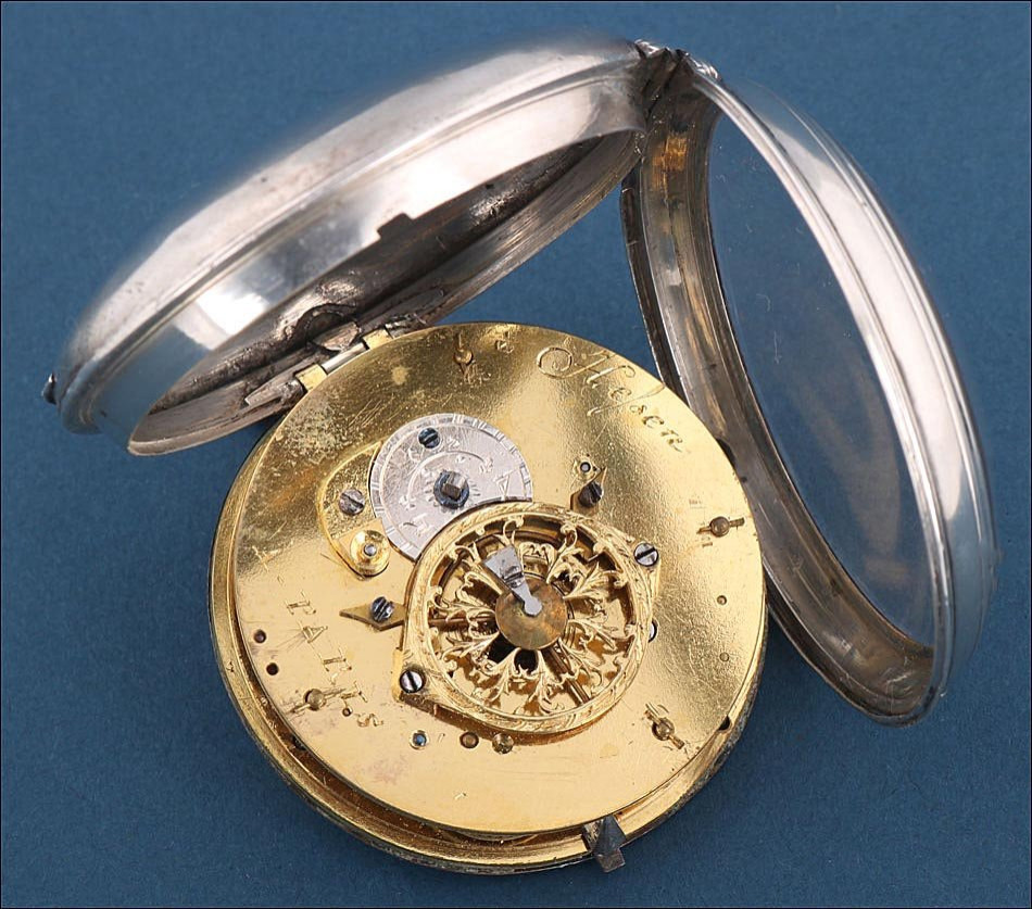 Antique French Hefsen A Paris Silver Verge Fusee Pocket Watch. France, Ca. 1790-photo-4