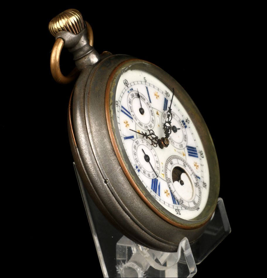 Montre Gousset Ancienne Avec Calendrier Et Phases Lunaires. 67 Mm. Suisse, Vers 1890-photo-4
