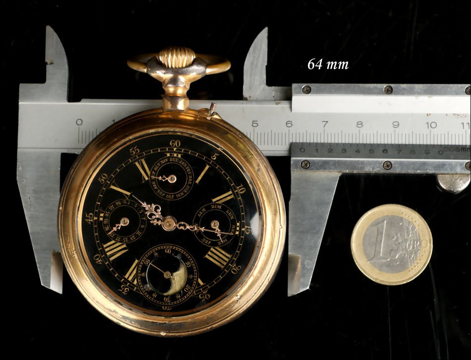 Montre Gousset Ancienne Avec Calendrier Et Phases Lunaires. 64 Mm. Suisse, Vers 1890-photo-2