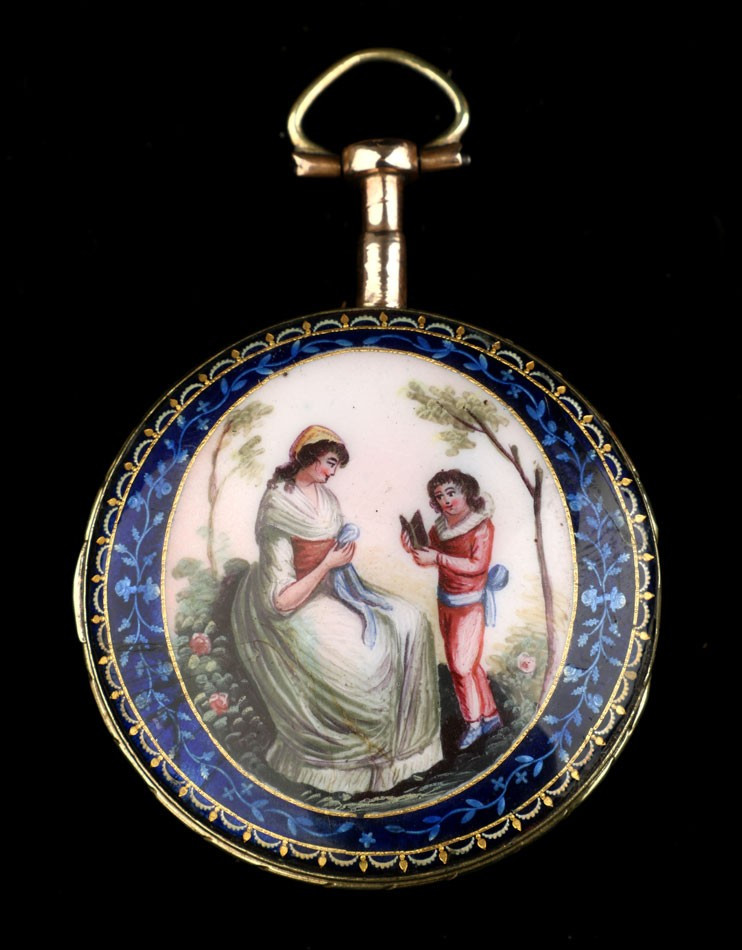 Ancienne Montre Gousset à Coq Avec émail Par Leton. France, Vers 1800