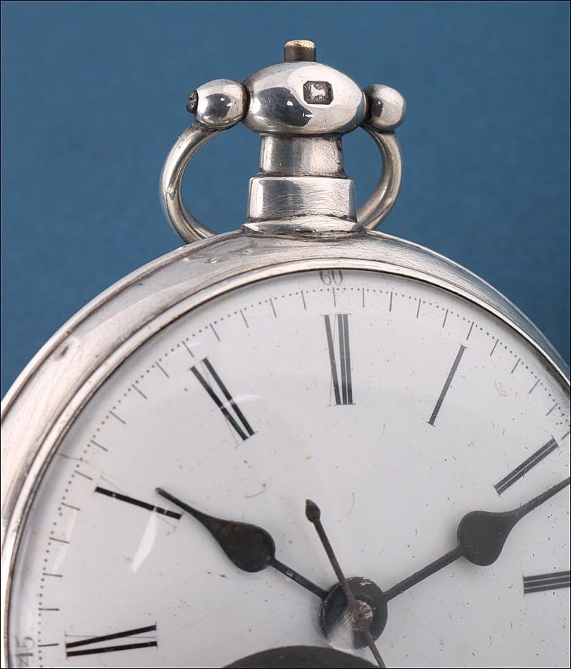 Antique English Duplex Pocket Watch For The Chinese Market. Silver. Circa 1850-photo-3