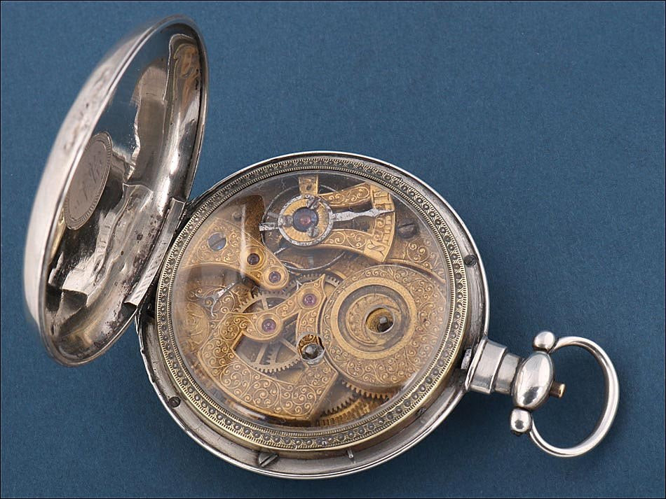 Antique English Duplex Pocket Watch For The Chinese Market. Silver. Circa 1850-photo-3