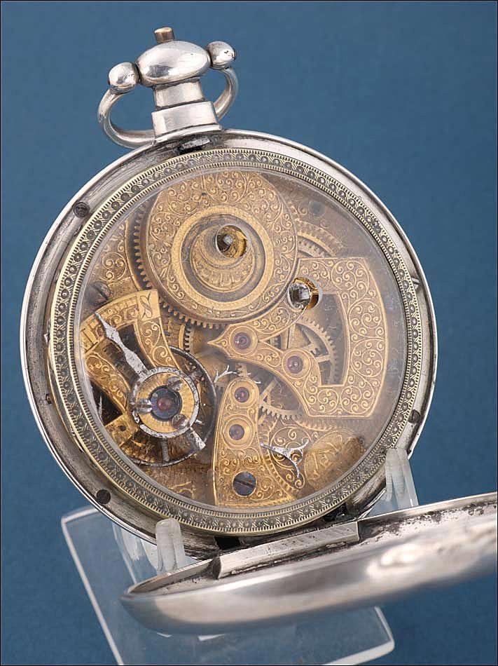 Antique English Duplex Pocket Watch For The Chinese Market. Silver. Circa 1850-photo-5