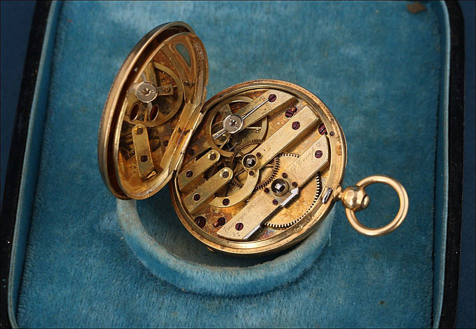 Ancienne Montre Gousset à Cylindre En Or 18k Pour Dame. France, Vers 1870.-photo-6