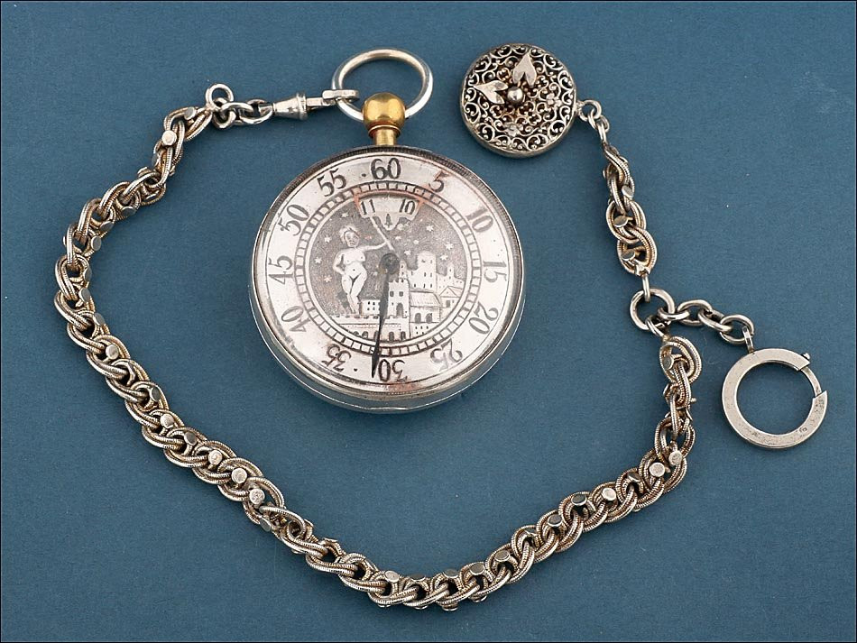 Ancienne Montre Gousset à Coq érotique. Argent. Edmunds. Londres, 1823.-photo-2