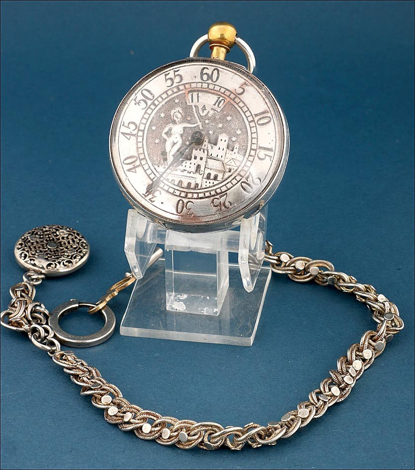 Ancienne Montre Gousset à Coq érotique. Argent. Edmunds. Londres, 1823.