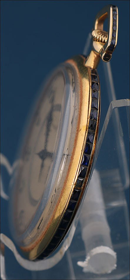 Antique Ultra-thin Longines Pocket Watch. 18k Gold And Sapphires. Switzerland, Circa 1925-photo-4