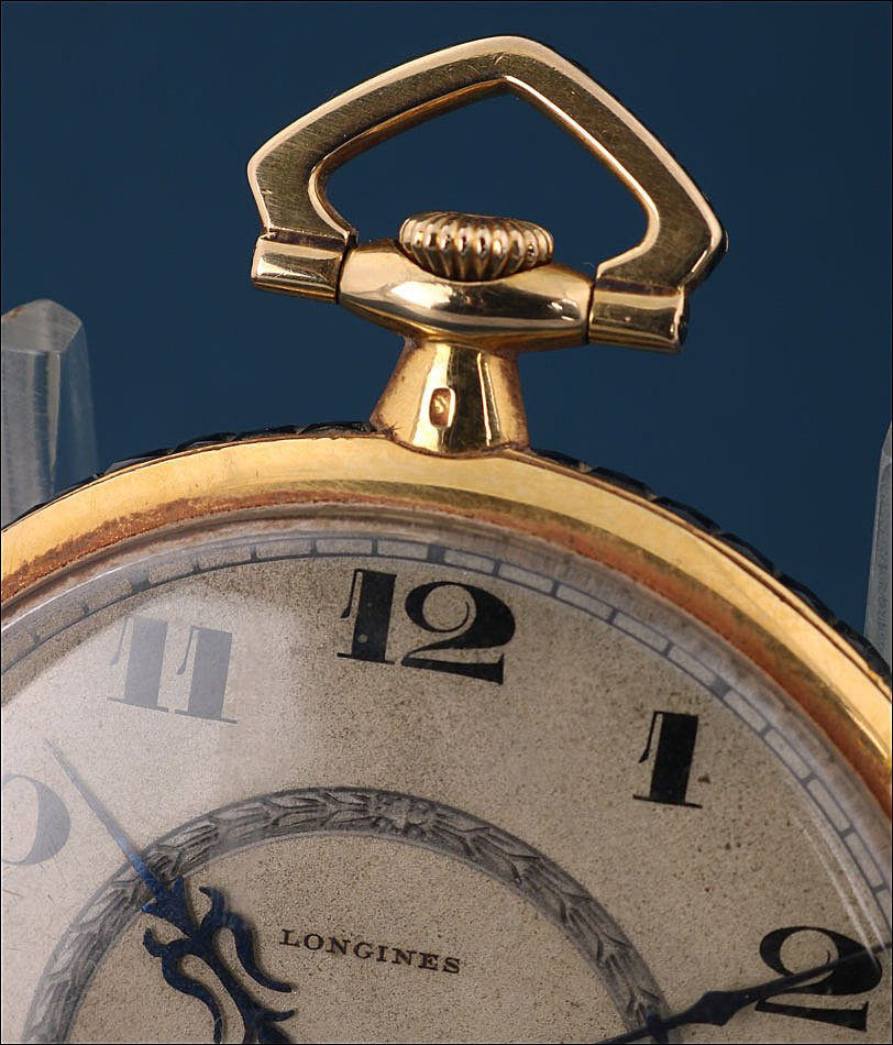 Antique Ultra-thin Longines Pocket Watch. 18k Gold And Sapphires. Switzerland, Circa 1925-photo-2